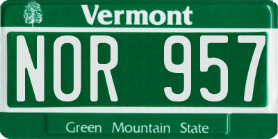 VT license plate NOR957