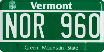 VT license plate NOR960