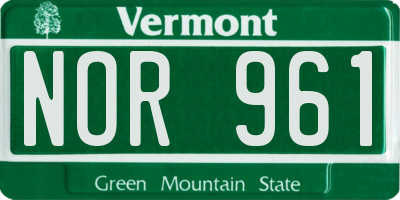 VT license plate NOR961