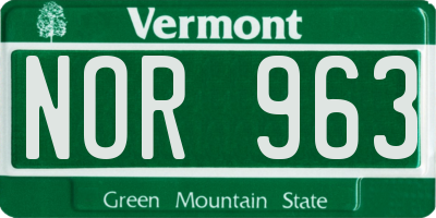 VT license plate NOR963