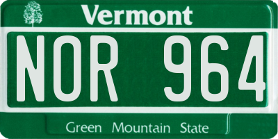VT license plate NOR964