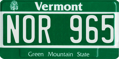 VT license plate NOR965