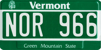 VT license plate NOR966
