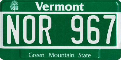 VT license plate NOR967
