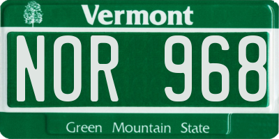 VT license plate NOR968