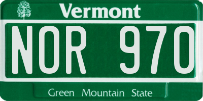VT license plate NOR970