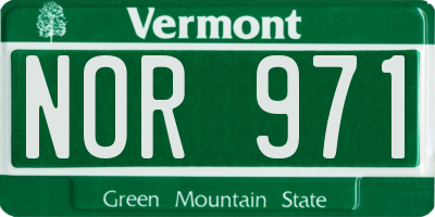 VT license plate NOR971
