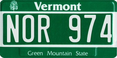 VT license plate NOR974