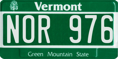 VT license plate NOR976