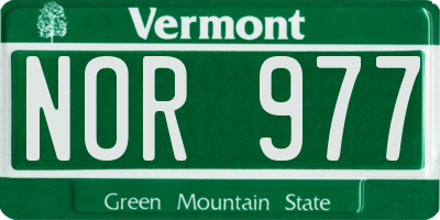 VT license plate NOR977