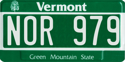 VT license plate NOR979