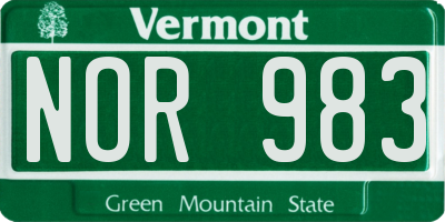 VT license plate NOR983