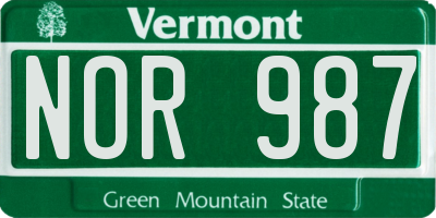 VT license plate NOR987