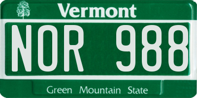 VT license plate NOR988