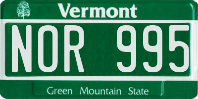 VT license plate NOR995