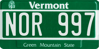 VT license plate NOR997