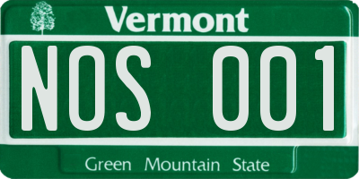 VT license plate NOS001