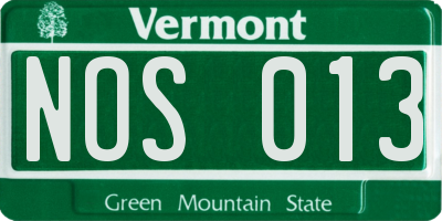 VT license plate NOS013