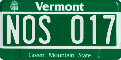 VT license plate NOS017