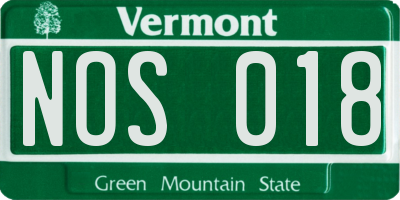 VT license plate NOS018