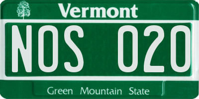 VT license plate NOS020
