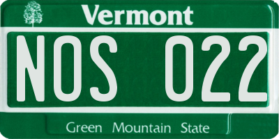 VT license plate NOS022