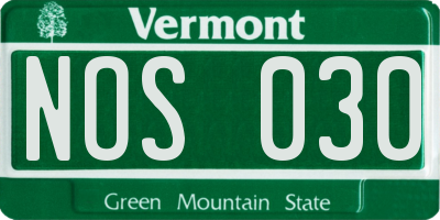 VT license plate NOS030