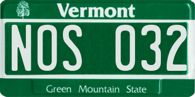 VT license plate NOS032