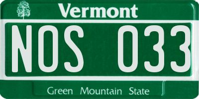 VT license plate NOS033