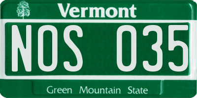 VT license plate NOS035