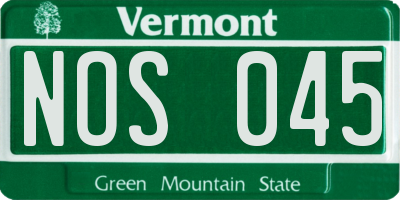 VT license plate NOS045