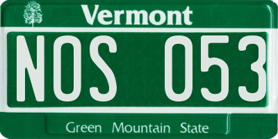 VT license plate NOS053