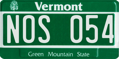 VT license plate NOS054