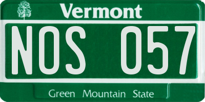 VT license plate NOS057