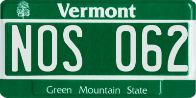 VT license plate NOS062