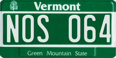 VT license plate NOS064