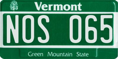 VT license plate NOS065
