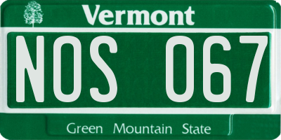 VT license plate NOS067