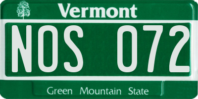 VT license plate NOS072