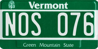 VT license plate NOS076