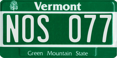 VT license plate NOS077