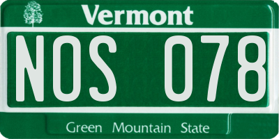 VT license plate NOS078