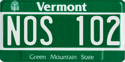 VT license plate NOS102