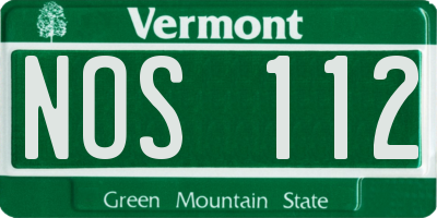 VT license plate NOS112