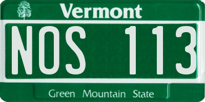 VT license plate NOS113