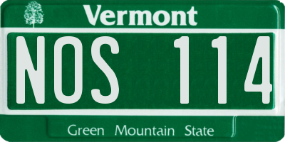 VT license plate NOS114