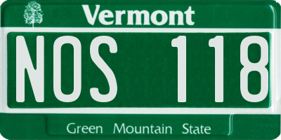 VT license plate NOS118