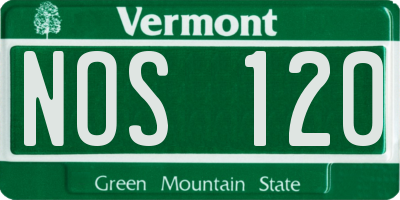 VT license plate NOS120
