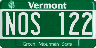 VT license plate NOS122