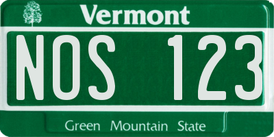 VT license plate NOS123